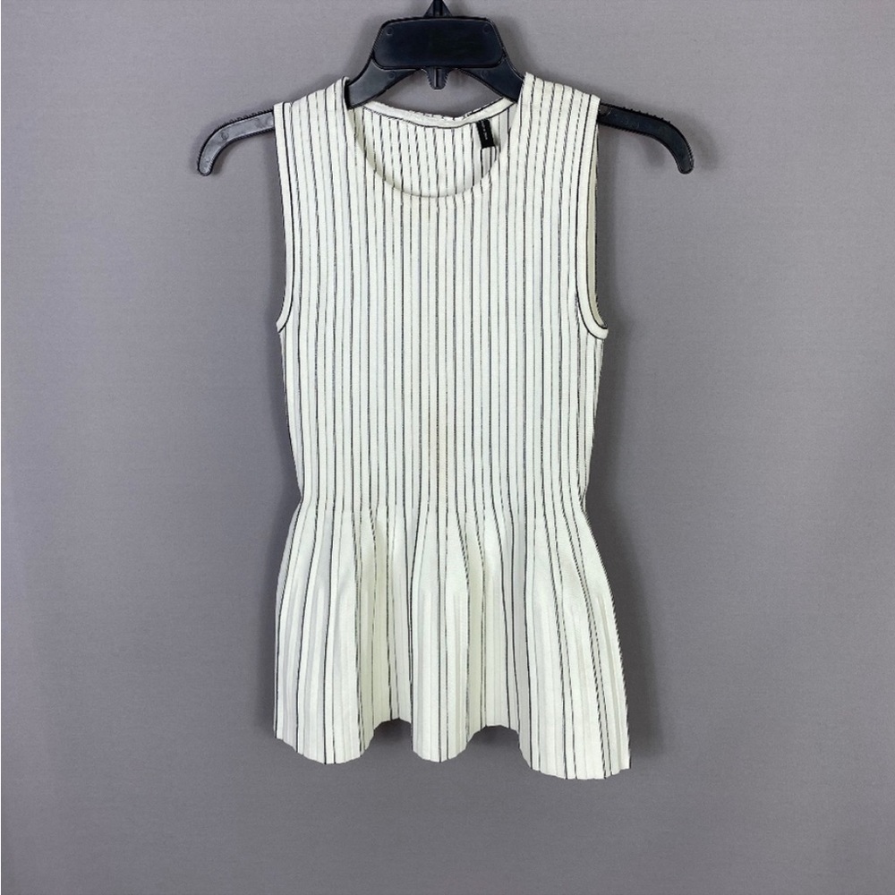 THEORY Peplum Shaped Shell striped Cheshire Knit NWOT!